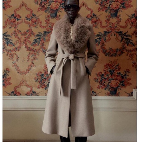 Zara Faux Fur collar wool coat - Picture 3 of 7